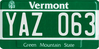 VT license plate YAZ063