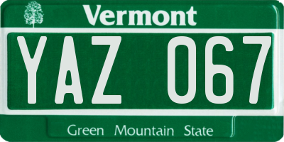 VT license plate YAZ067