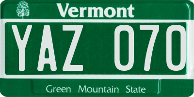 VT license plate YAZ070