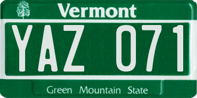 VT license plate YAZ071