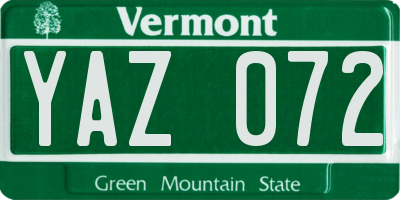 VT license plate YAZ072