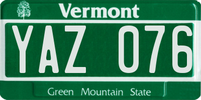 VT license plate YAZ076