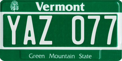 VT license plate YAZ077