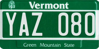 VT license plate YAZ080