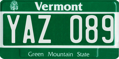 VT license plate YAZ089