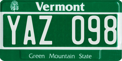 VT license plate YAZ098