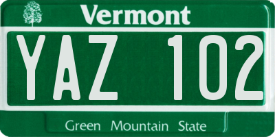 VT license plate YAZ102