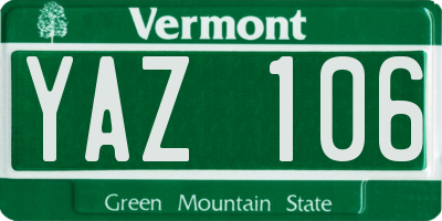 VT license plate YAZ106
