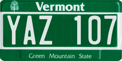 VT license plate YAZ107