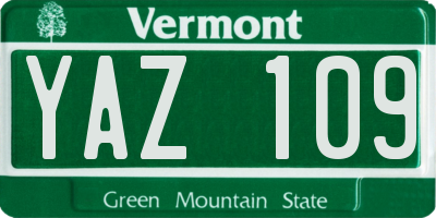 VT license plate YAZ109