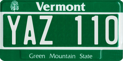 VT license plate YAZ110
