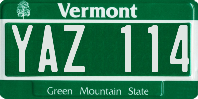 VT license plate YAZ114