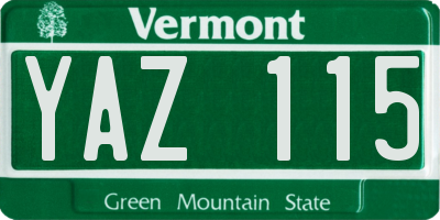 VT license plate YAZ115
