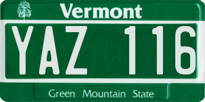 VT license plate YAZ116