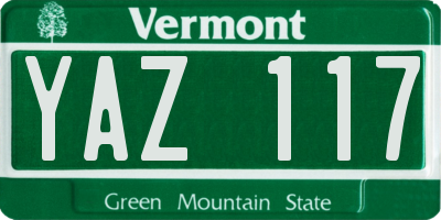 VT license plate YAZ117