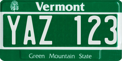 VT license plate YAZ123