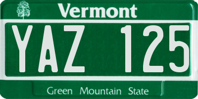 VT license plate YAZ125