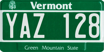 VT license plate YAZ128