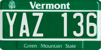 VT license plate YAZ136