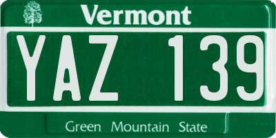 VT license plate YAZ139