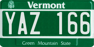 VT license plate YAZ166