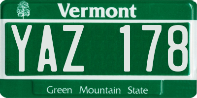 VT license plate YAZ178