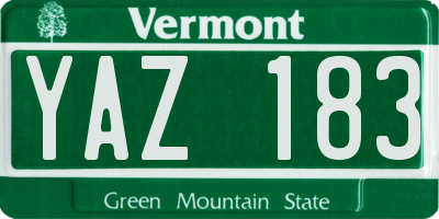VT license plate YAZ183