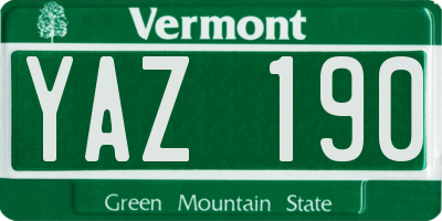VT license plate YAZ190