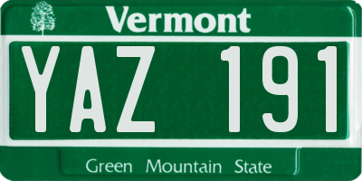 VT license plate YAZ191