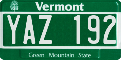VT license plate YAZ192