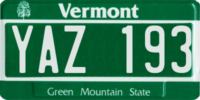 VT license plate YAZ193
