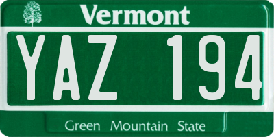 VT license plate YAZ194
