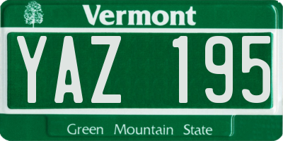 VT license plate YAZ195