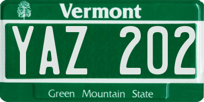 VT license plate YAZ202