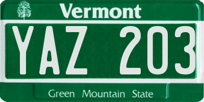 VT license plate YAZ203