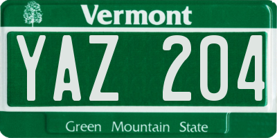 VT license plate YAZ204