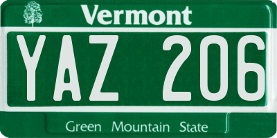 VT license plate YAZ206