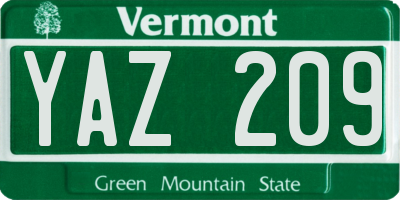 VT license plate YAZ209