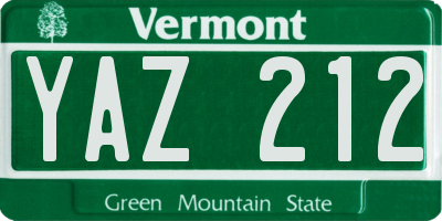 VT license plate YAZ212