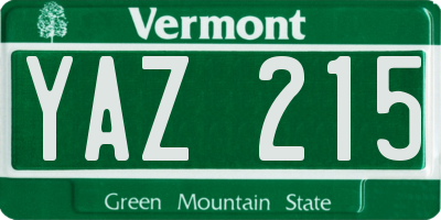 VT license plate YAZ215