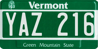 VT license plate YAZ216