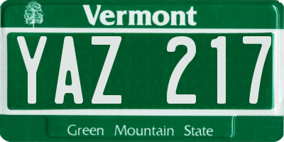 VT license plate YAZ217