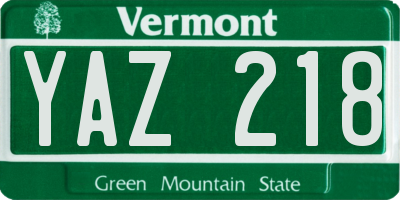 VT license plate YAZ218