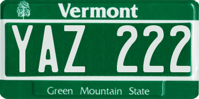 VT license plate YAZ222