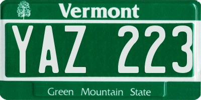 VT license plate YAZ223