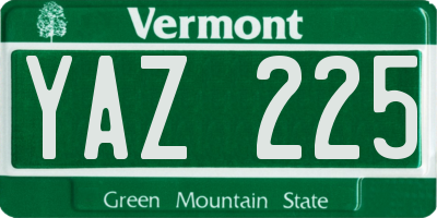 VT license plate YAZ225