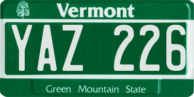 VT license plate YAZ226