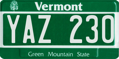 VT license plate YAZ230