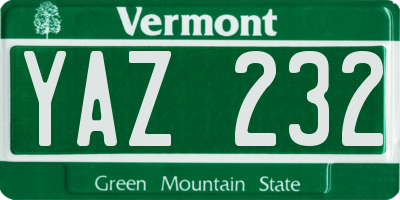VT license plate YAZ232