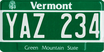 VT license plate YAZ234